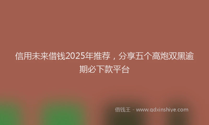 信用未来借钱2025年推荐，分享五个高炮双黑逾期必下款平台
