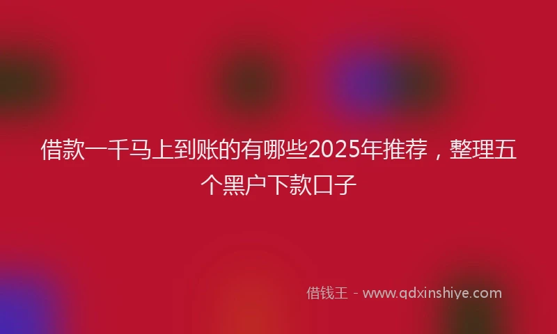 借款一千马上到账的有哪些2025年推荐，整理五个黑户下款口子