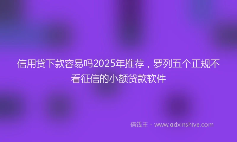 信用贷下款容易吗2025年推荐，罗列五个正规不看征信的小额贷款软件