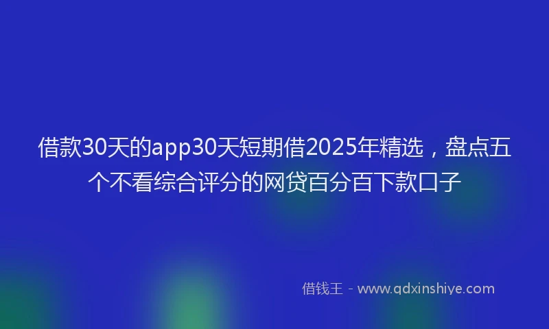 借款30天的app30天短期借2025年精选，盘点五个不看综合评分的网贷百分百下款口子