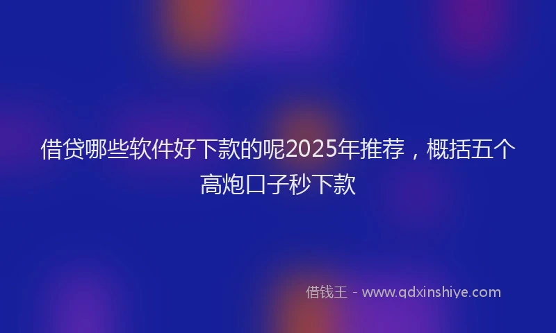 借贷哪些软件好下款的呢2025年推荐，概括五个高炮口子秒下款