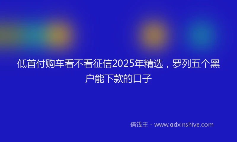低首付购车看不看征信2025年精选，罗列五个黑户能下款的口子