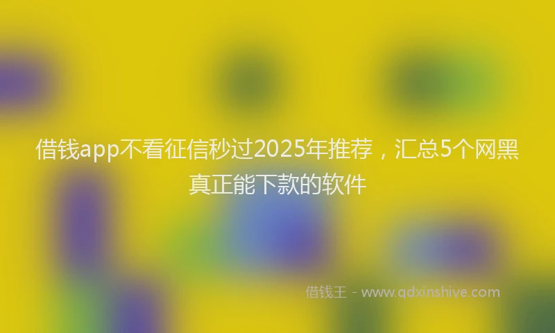 借钱app不看征信秒过2025年推荐，汇总5个网黑真正能下款的软件