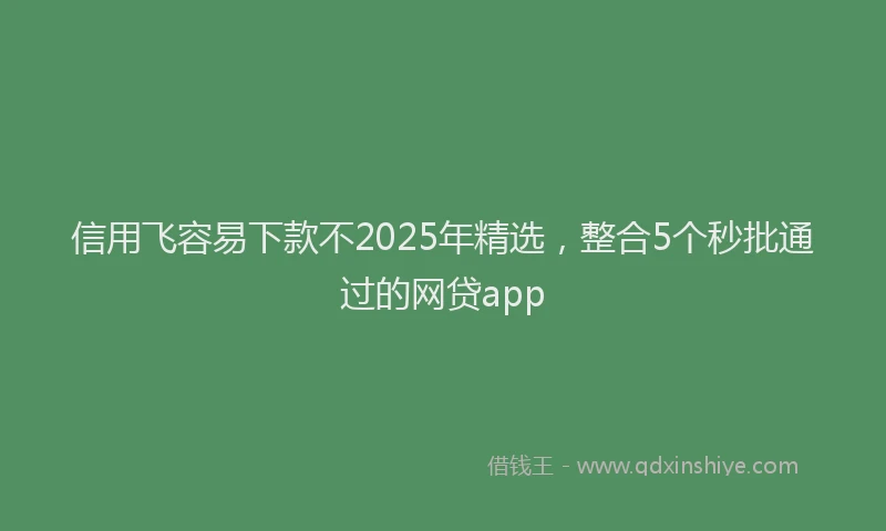 信用飞容易下款不2025年精选，整合5个秒批通过的网贷app