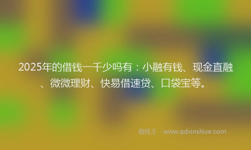 2025年的借钱一千少吗有：小融有钱、现金直融、微微理财、快易借速贷、口袋宝等。