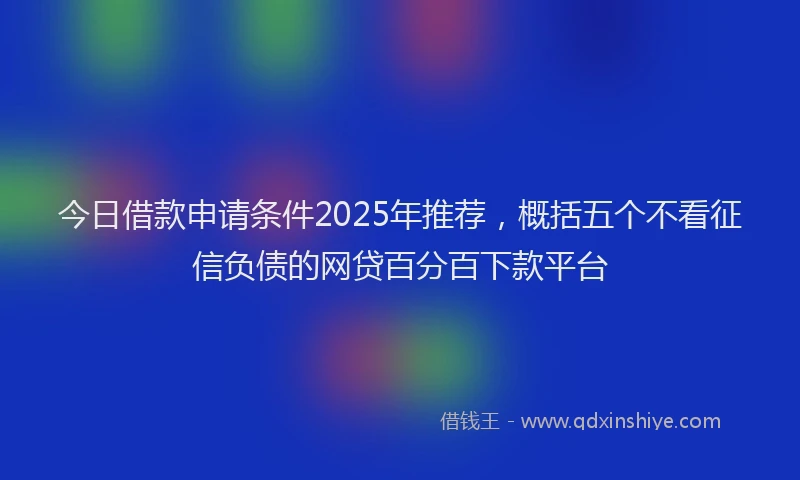 今日借款申请条件2025年推荐，概括五个不看征信负债的网贷百分百下款平台