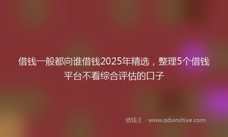 借钱一般都向谁借钱2025年精选，整理5个借钱平台不看综合评估的口子