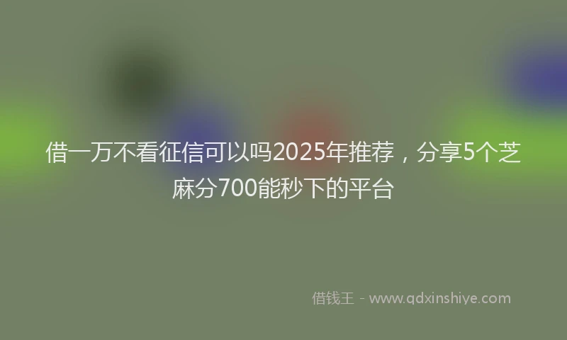 借一万不看征信可以吗2025年推荐，分享5个芝麻分700能秒下的平台