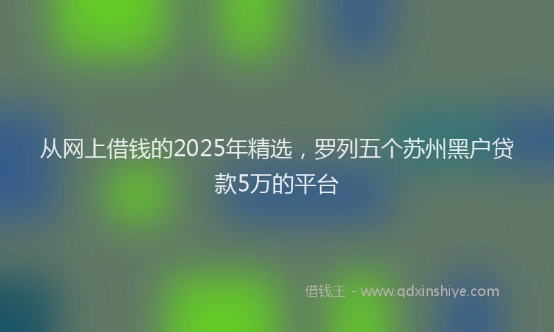 从网上借钱的2025年精选，罗列五个苏州黑户贷款5万的平台