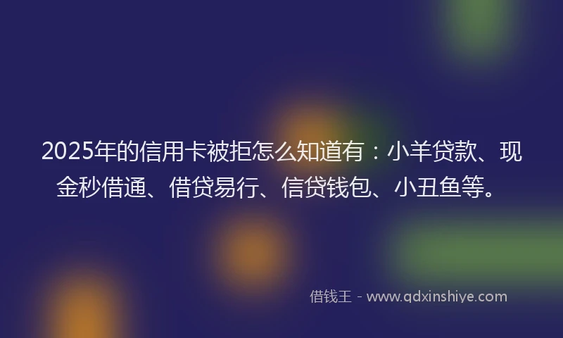 2025年的信用卡被拒怎么知道有：小羊贷款、现金秒借通、借贷易行、信贷钱包、小丑鱼等。