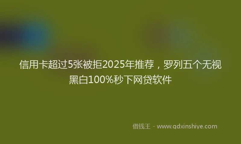 信用卡超过5张被拒2025年推荐，罗列五个无视黑白100%秒下网贷软件