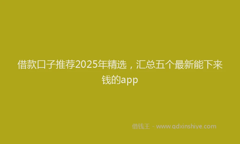 借款口子推荐2025年精选，汇总五个最新能下来钱的app