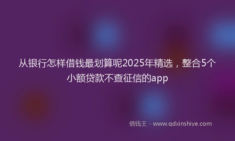 从银行怎样借钱最划算呢2025年精选，整合5个小额贷款不查征信的app