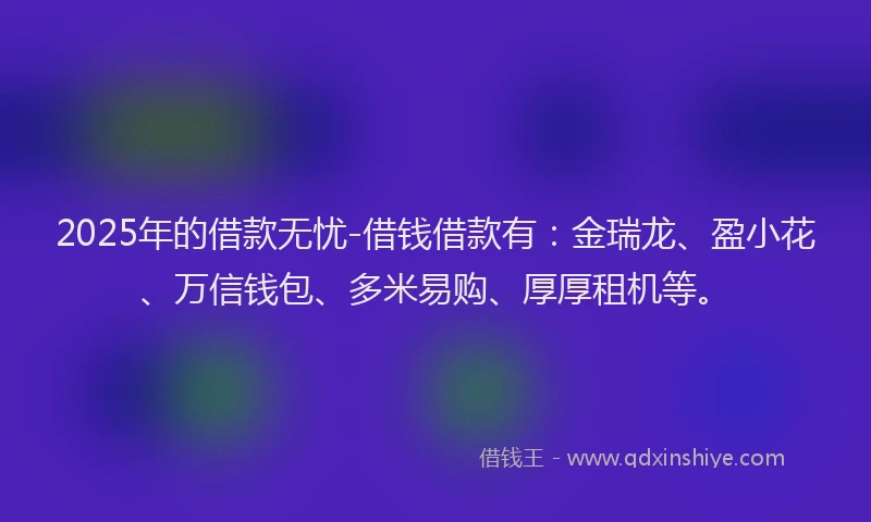 2025年的借款无忧-借钱借款有：金瑞龙、盈小花、万信钱包、多米易购、厚厚租机等。