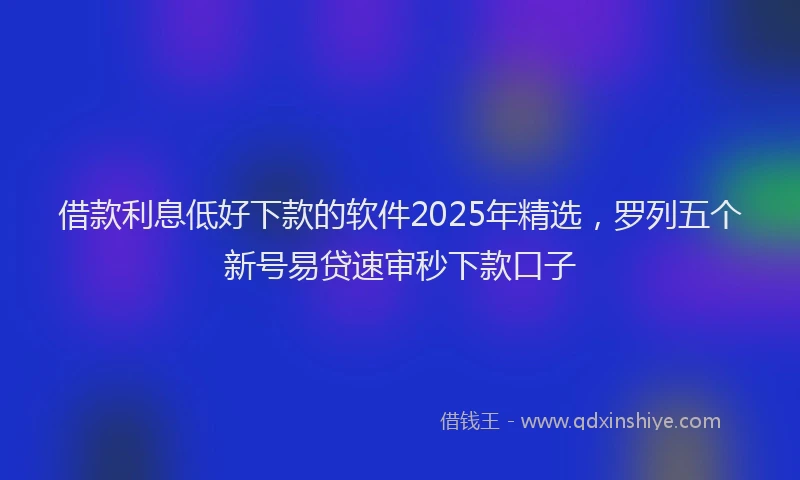 借款利息低好下款的软件2025年精选，罗列五个新号易贷速审秒下款口子