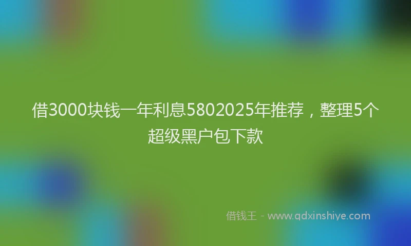 借3000块钱一年利息5802025年推荐，整理5个超级黑户包下款