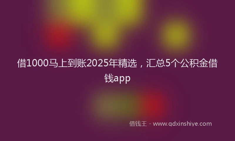 借1000马上到账2025年精选，汇总5个公积金借钱app