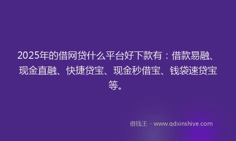 2025年的借网贷什么平台好下款有：借款易融、现金直融、快捷贷宝、现金秒借宝、钱袋速贷宝等。