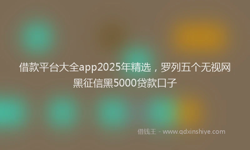 借款平台大全app2025年精选，罗列五个无视网黑征信黑5000贷款口子