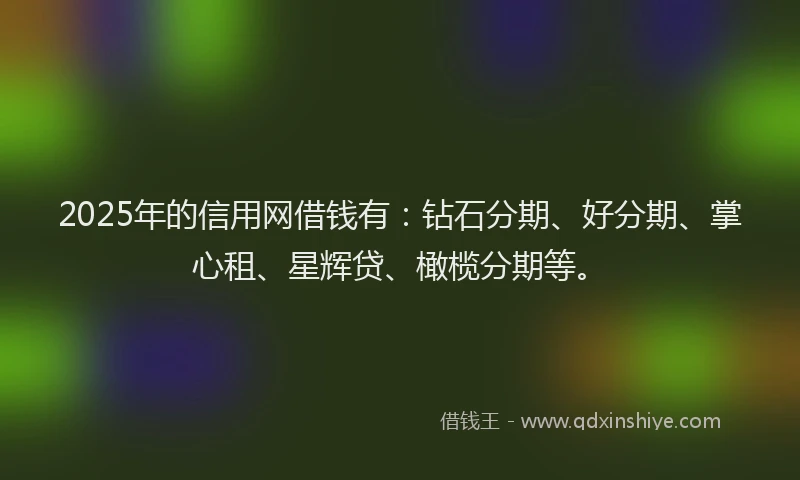 2025年的信用网借钱有：钻石分期、好分期、掌心租、星辉贷、橄榄分期等。