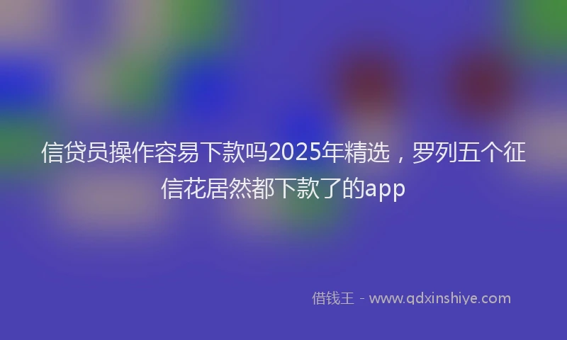 信贷员操作容易下款吗2025年精选，罗列五个征信花居然都下款了的app