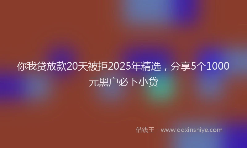 你我贷放款20天被拒2025年精选，分享5个1000元黑户必下小贷