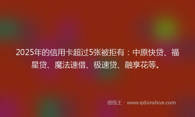 2025年的信用卡超过5张被拒有：中原快贷、福星贷、魔法速借、极速贷、融享花等。