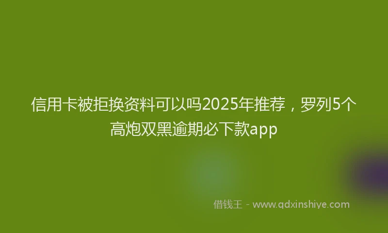 信用卡被拒换资料可以吗2025年推荐，罗列5个高炮双黑逾期必下款app