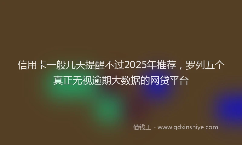 信用卡一般几天提醒不过2025年推荐，罗列五个真正无视逾期大数据的网贷平台
