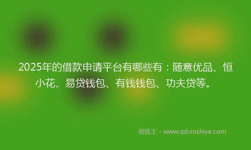 2025年的借款申请平台有哪些有：随意优品、恒小花、易贷钱包、有钱钱包、功夫贷等。