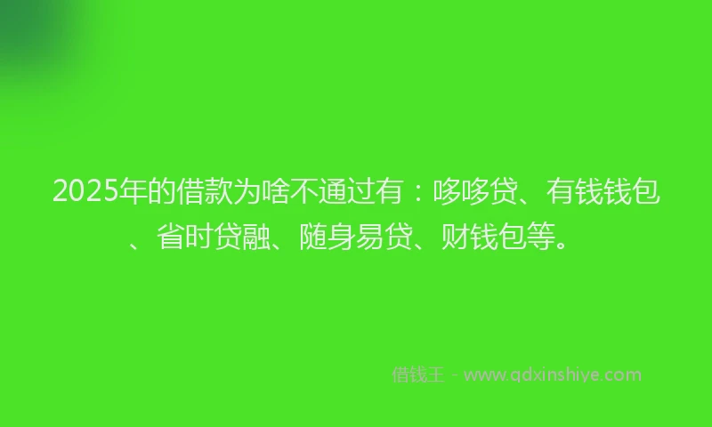 2025年的借款为啥不通过有：哆哆贷、有钱钱包、省时贷融、随身易贷、财钱包等。