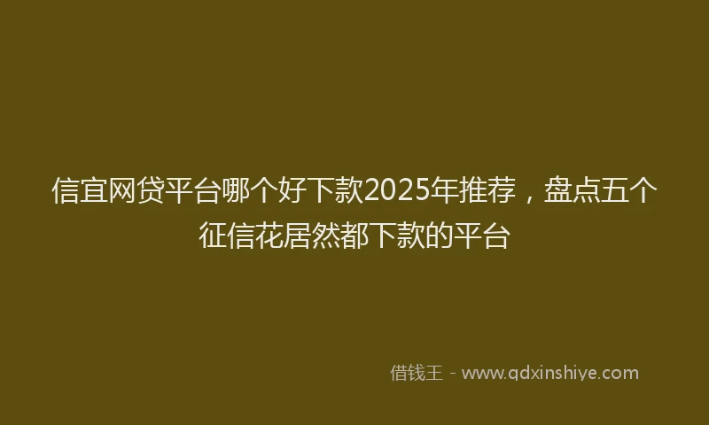 信宜网贷平台哪个好下款2025年推荐，盘点五个征信花居然都下款的平台