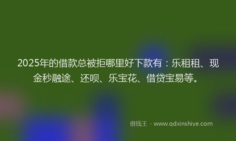 2025年的借款总被拒哪里好下款有：乐租租、现金秒融途、还呗、乐宝花、借贷宝易等。