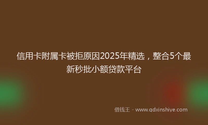 信用卡附属卡被拒原因2025年精选，整合5个最新秒批小额贷款平台