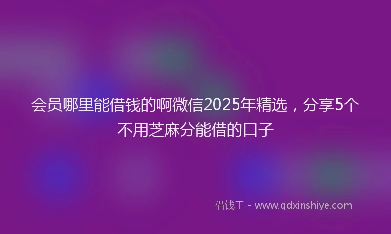 会员哪里能借钱的啊微信2025年精选，分享5个不用芝麻分能借的口子