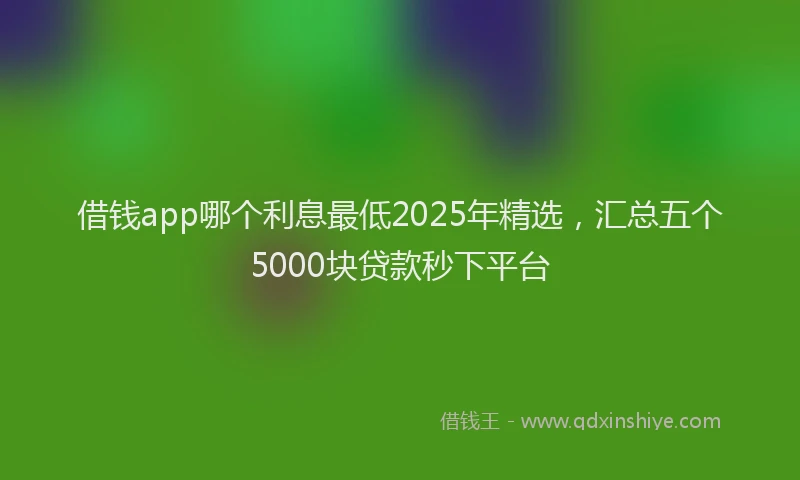 借钱app哪个利息最低2025年精选，汇总五个5000块贷款秒下平台