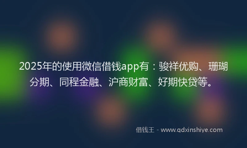 2025年的使用微信借钱app有：骏祥优购、珊瑚分期、同程金融、沪商财富、好期快贷等。