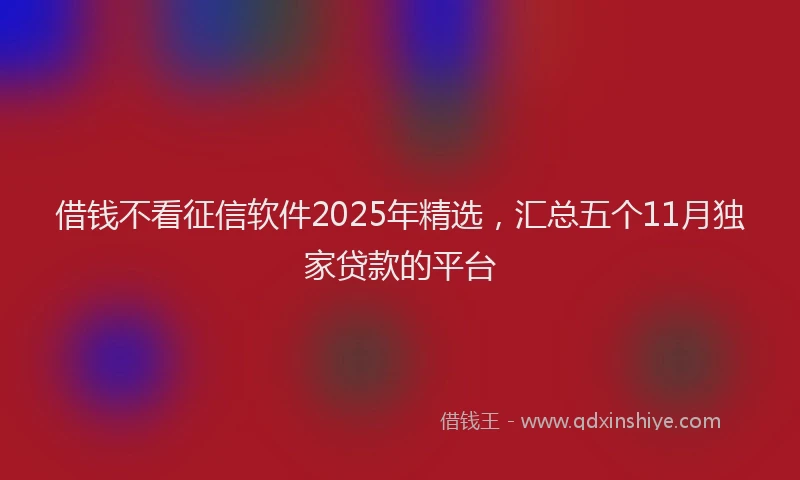 借钱不看征信软件2025年精选，汇总五个11月独家贷款的平台
