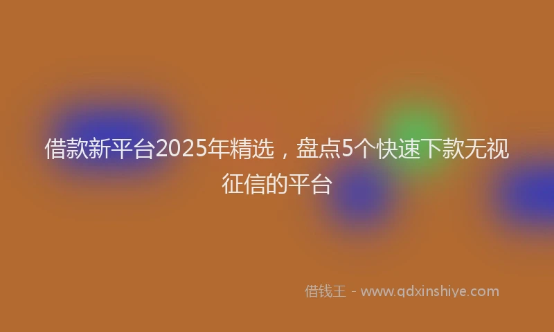 借款新平台2025年精选，盘点5个快速下款无视征信的平台