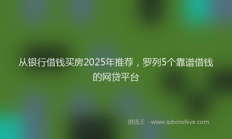 从银行借钱买房2025年推荐，罗列5个靠谱借钱的网贷平台