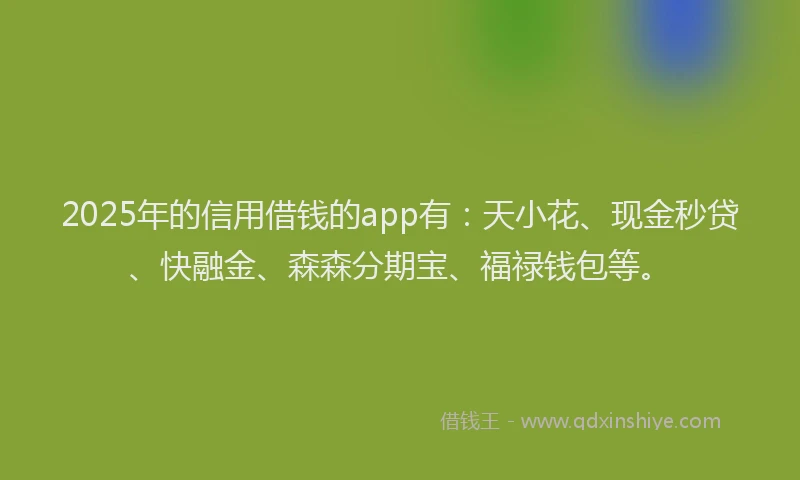 2025年的信用借钱的app有：天小花、现金秒贷、快融金、森森分期宝、福禄钱包等。
