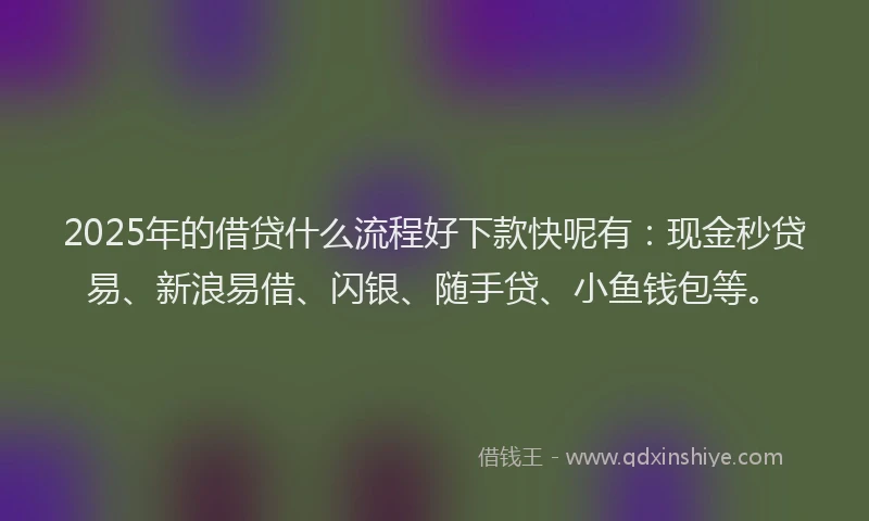 2025年的借贷什么流程好下款快呢有：现金秒贷易、新浪易借、闪银、随手贷、小鱼钱包等。