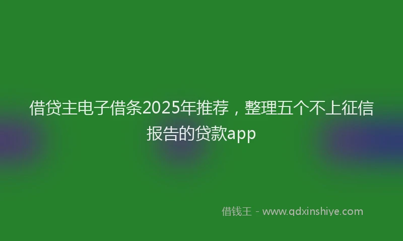 借贷主电子借条2025年推荐，整理五个不上征信报告的贷款app