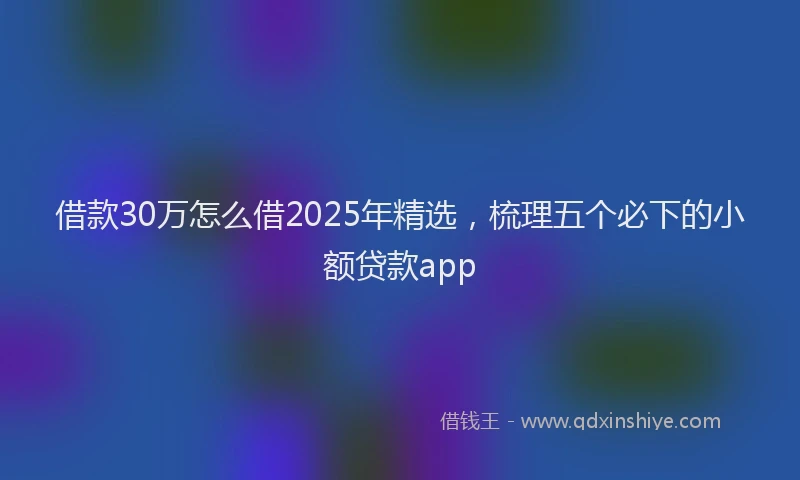 借款30万怎么借2025年精选，梳理五个必下的小额贷款app