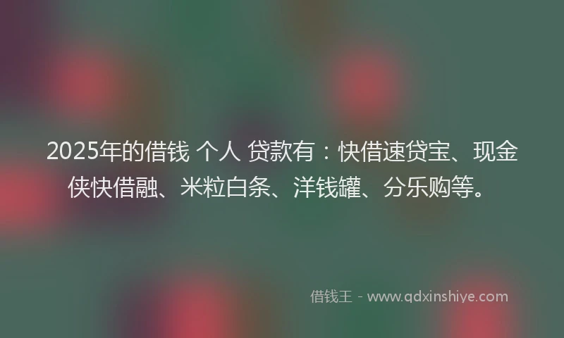 2025年的借钱 个人 贷款有：快借速贷宝、现金侠快借融、米粒白条、洋钱罐、分乐购等。