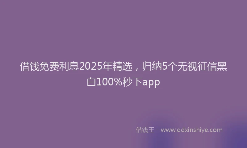 借钱免费利息2025年精选，归纳5个无视征信黑白100%秒下app