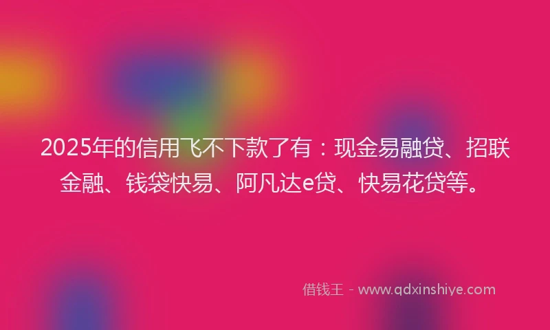 2025年的信用飞不下款了有：现金易融贷、招联金融、钱袋快易、阿凡达e贷、快易花贷等。