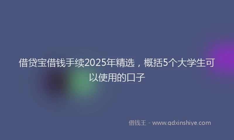 借贷宝借钱手续2025年精选，概括5个大学生可以使用的口子