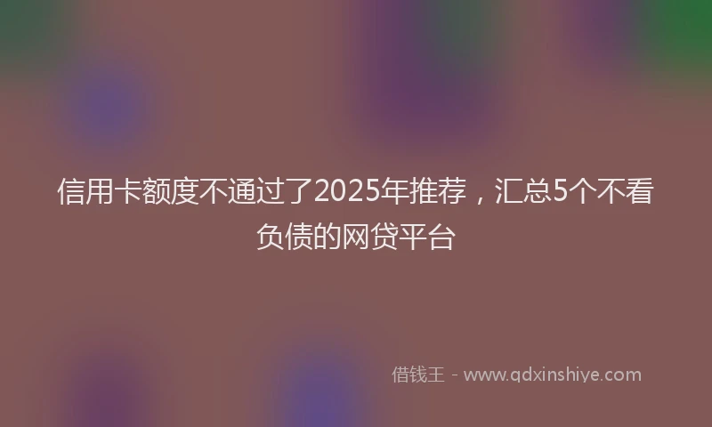 信用卡额度不通过了2025年推荐，汇总5个不看负债的网贷平台