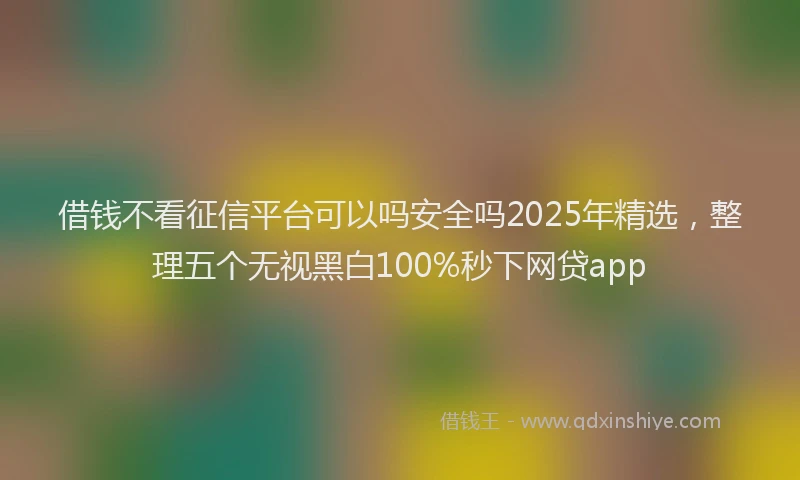 借钱不看征信平台可以吗安全吗2025年精选，整理五个无视黑白100%秒下网贷app